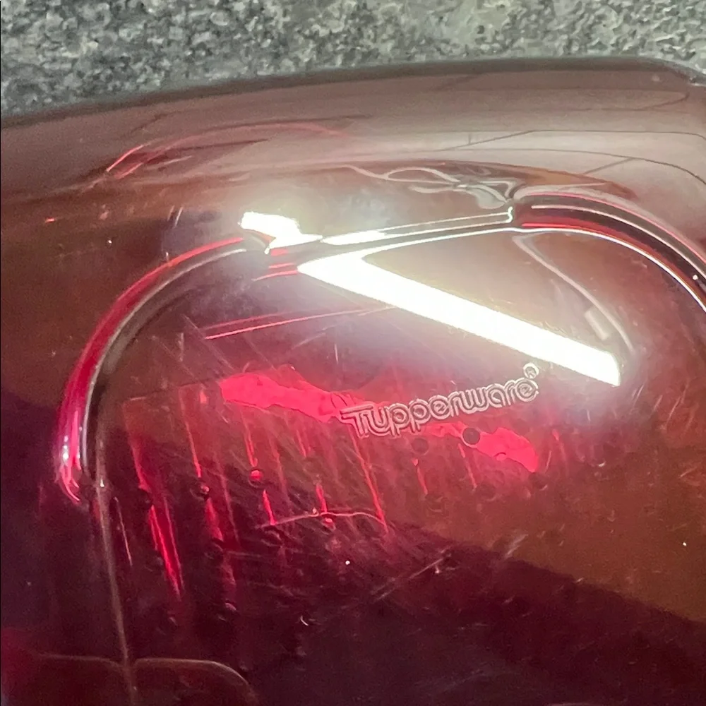 Vintage Tupperware Ruby Red Microwave Dish with tray 3 piece